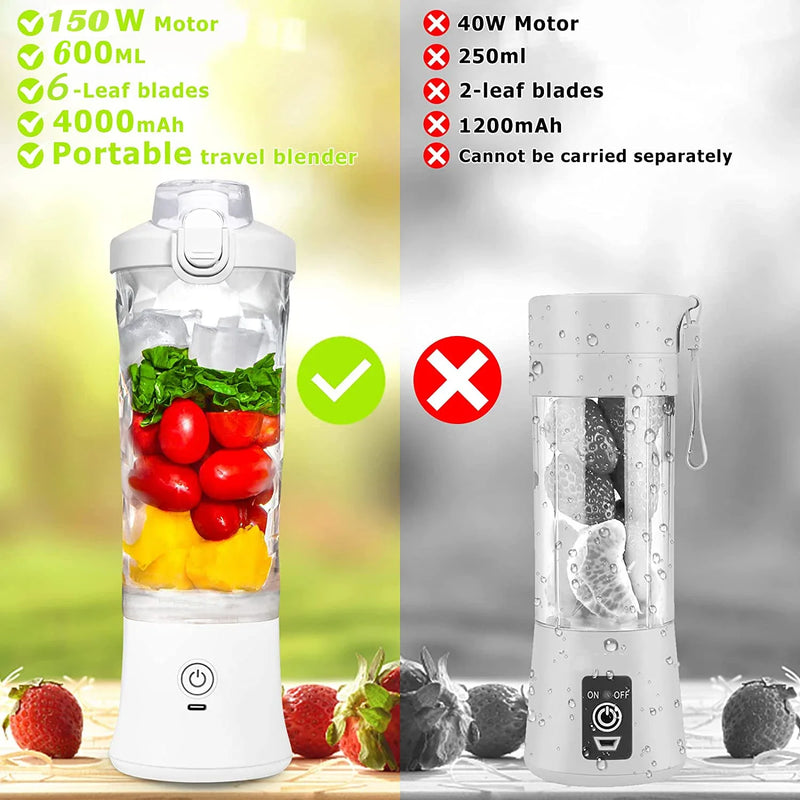 Portable Blender 600ML Electric Juicer Fruit Mixers 4000mAh USB Rechargeable Smoothie Mini Blender Personal Juicer