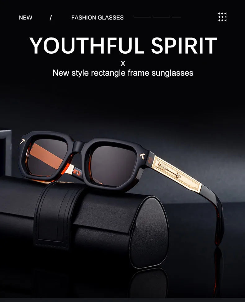 Men's Luxury Square Sunglasses UV400 Driving Eyewear Classic Casual Fashion Shades for Adults Alloy Frame