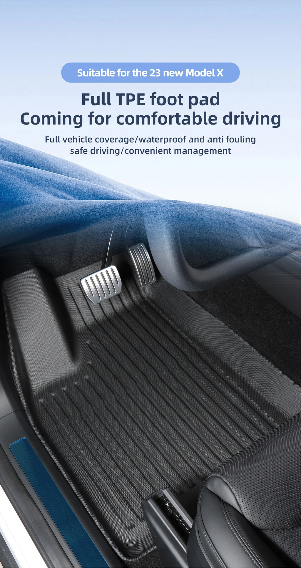 for Tesla Model X 2022-2025 Car Floor Mats TPE Waterproof Wear-resistant Foot Pads Car Accessories Front And Rear Trunk Mat