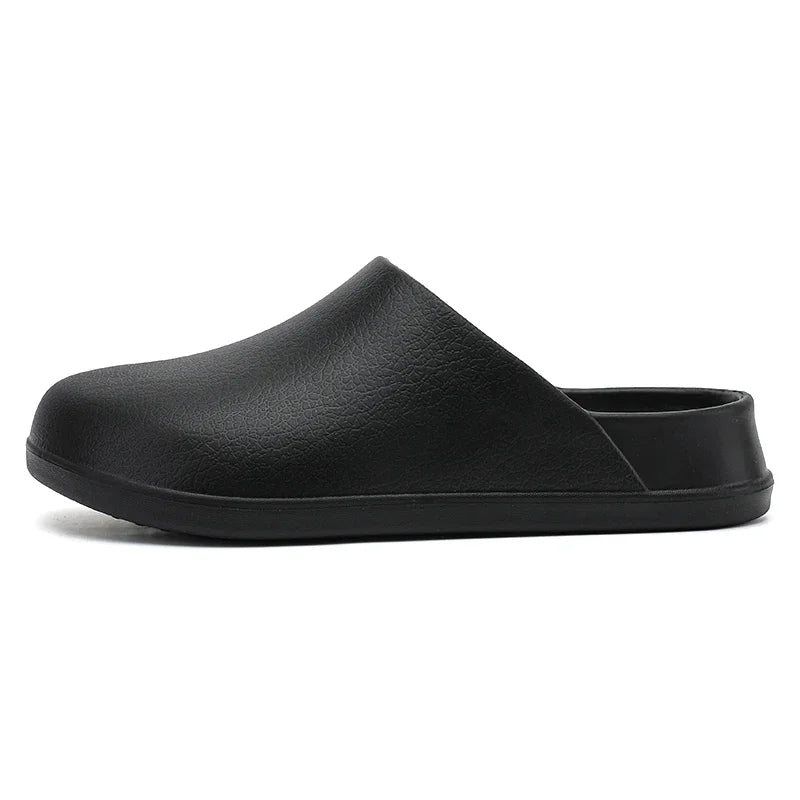 Mens Kitchen Chef Shoes Waterproof Garden Clogs Closed Toe Half Shoes Rubber Slippers Restaurant Hotel Working Summer Beach