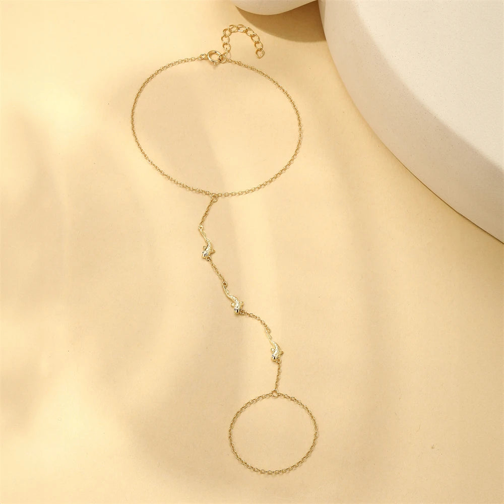 CANNER 925 Sterling Silver Lucky Koi Goldfish Finger Chain Bracelet For Women Hand Chain Ring Jewelry Gift pulseras de plata 925