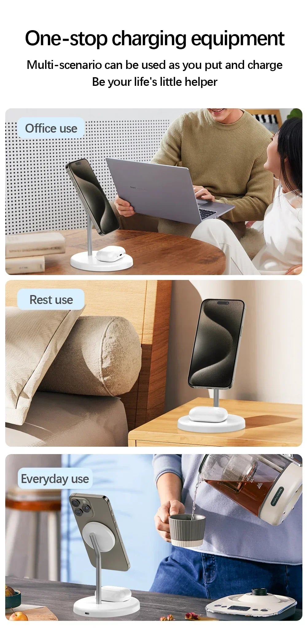 Upgraded 30W Magnetic 2 in 1 Wireless Charger Stand For iPhone 15 14 13 12 Pro Max AirPod Pro Fast Phone Charging Station Holder