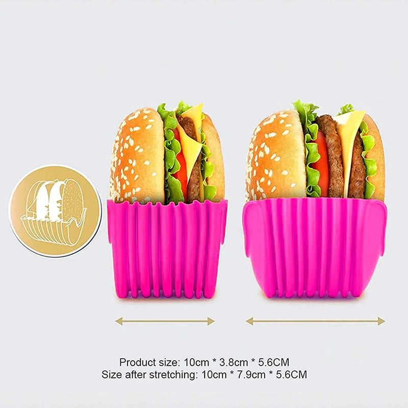 Reusable Burger Holder Silicone Shelf Hamburger Tools Fixed Rack Holder Storage Kitchen Organizer Box Kitchen Accessories