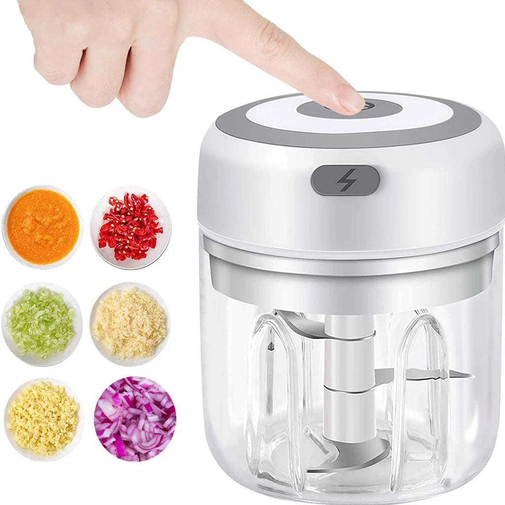 Mini Electric Food Chopper – Portable USB Rechargeable Vegetable Cutter