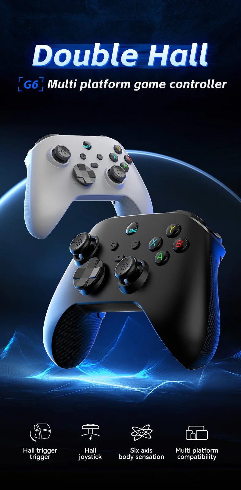 Gwireless  mobile game controller with Hall trigger and Hall joystick supporting switch/pc/android/IOS
