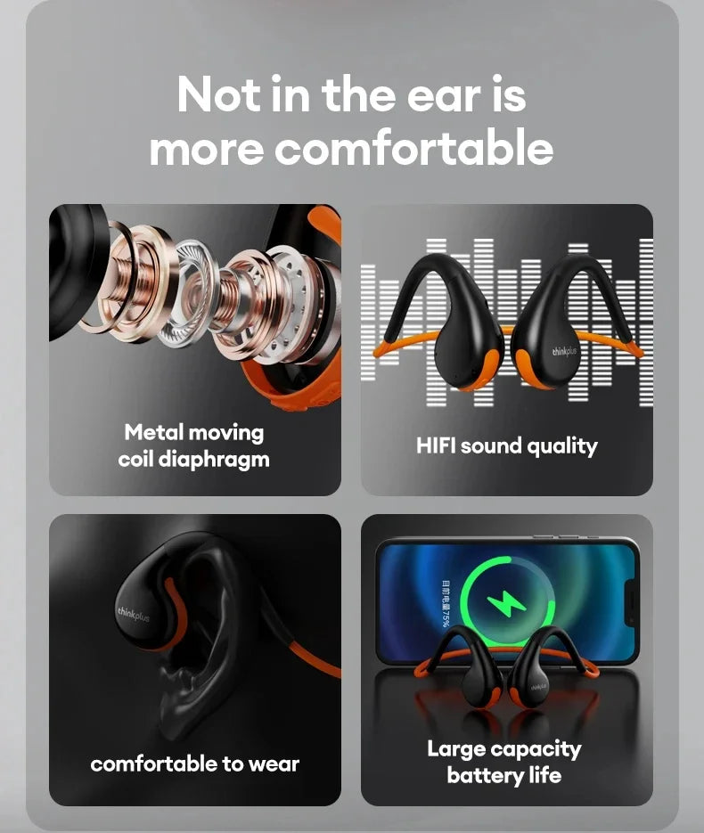 Original Lenovo X7 Air Conduction Headphone Wireless Bluetooth 5.3 Earphones Bone Conduction Sports Headset Outdoor EarHook Mic