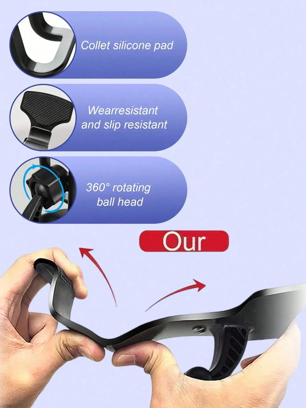 360° Rotating Car Phone Mount – Compatible with All Smartphones, a Clip-On Holder Specifically for Car Navigation