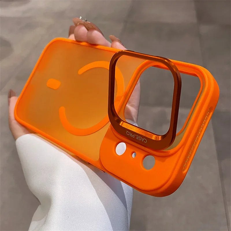 Official Color Case for iphone 17 pro max case Air 16 15 14 13 12 11 Pro Max for Magsafe Wireless Charge Stand Holder Lens Cover