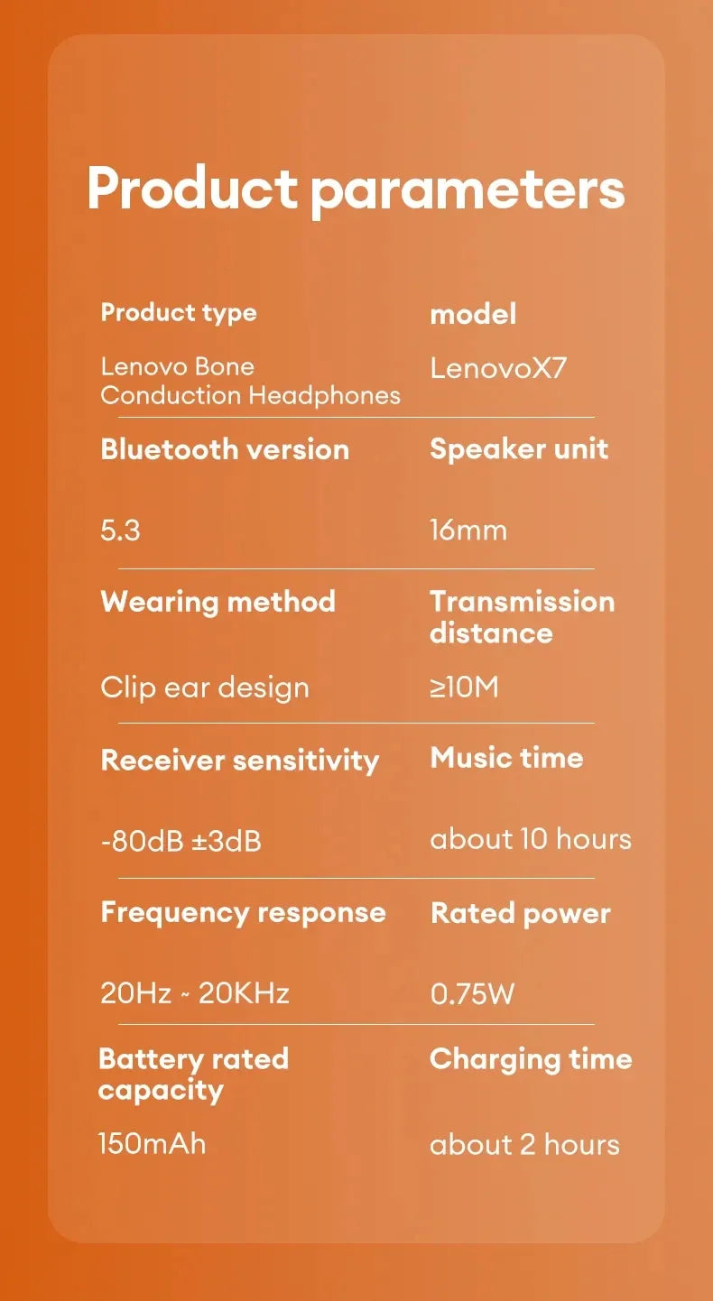 Original Lenovo X7 Air Conduction Headphone Wireless Bluetooth 5.3 Earphones Bone Conduction Sports Headset Outdoor EarHook Mic