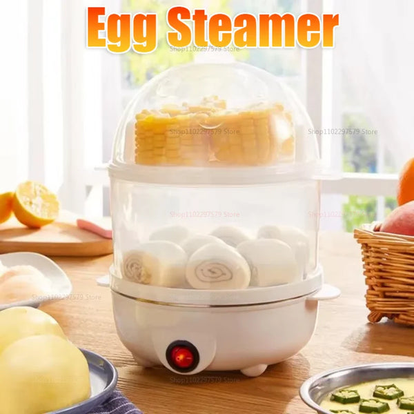 Smart White Egg Cooker Electric Multifunctional Mini Boiler Steamer Poacher for Kitchen Use - Plastic Housing 250W Power