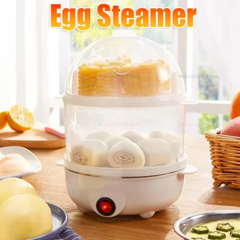 Smart White Egg Cooker Electric Multifunctional Mini Boiler Steamer Poacher for Kitchen Use - Plastic Housing 250W Power