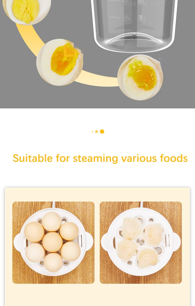 Smart White Egg Cooker Electric Multifunctional Mini Boiler Steamer Poacher for Kitchen Use - Plastic Housing 250W Power