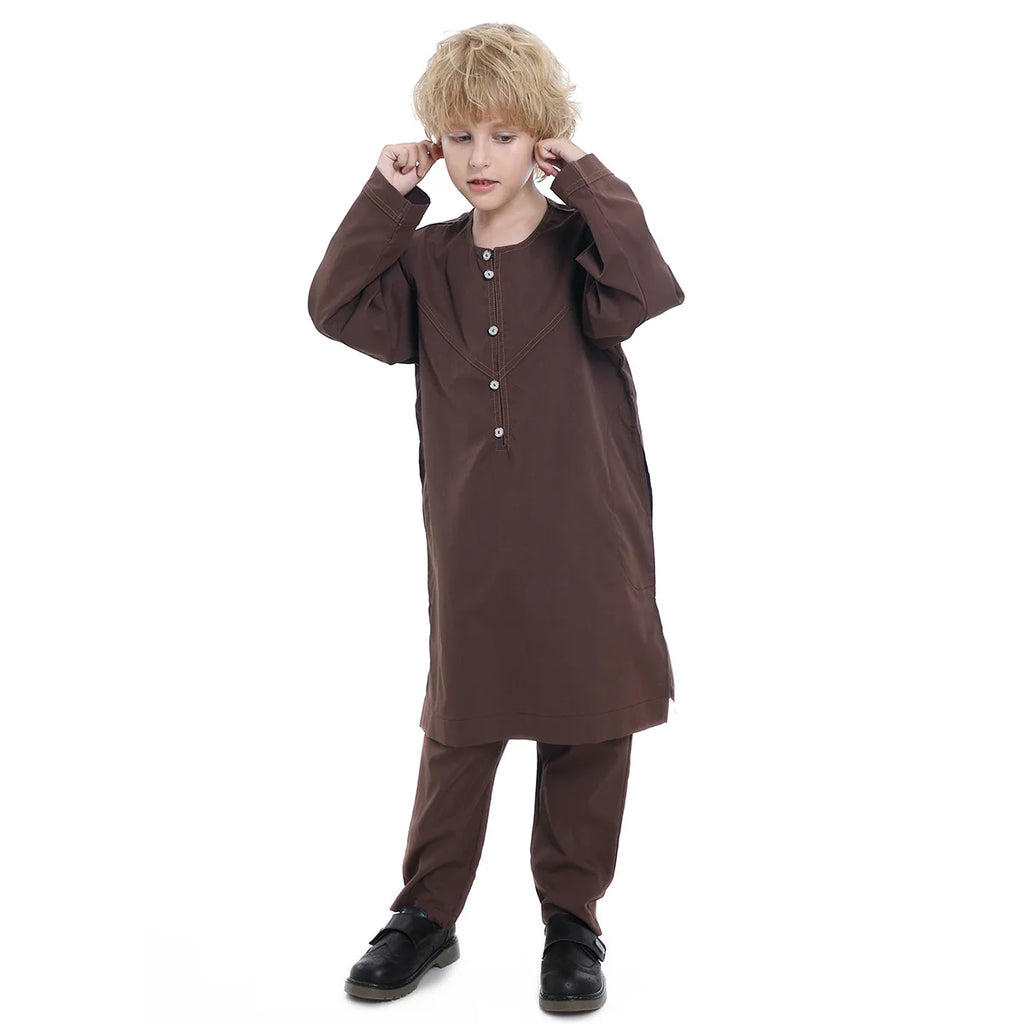 Boys Islamic Thobe – Kids Long Sleeve Traditional Robe