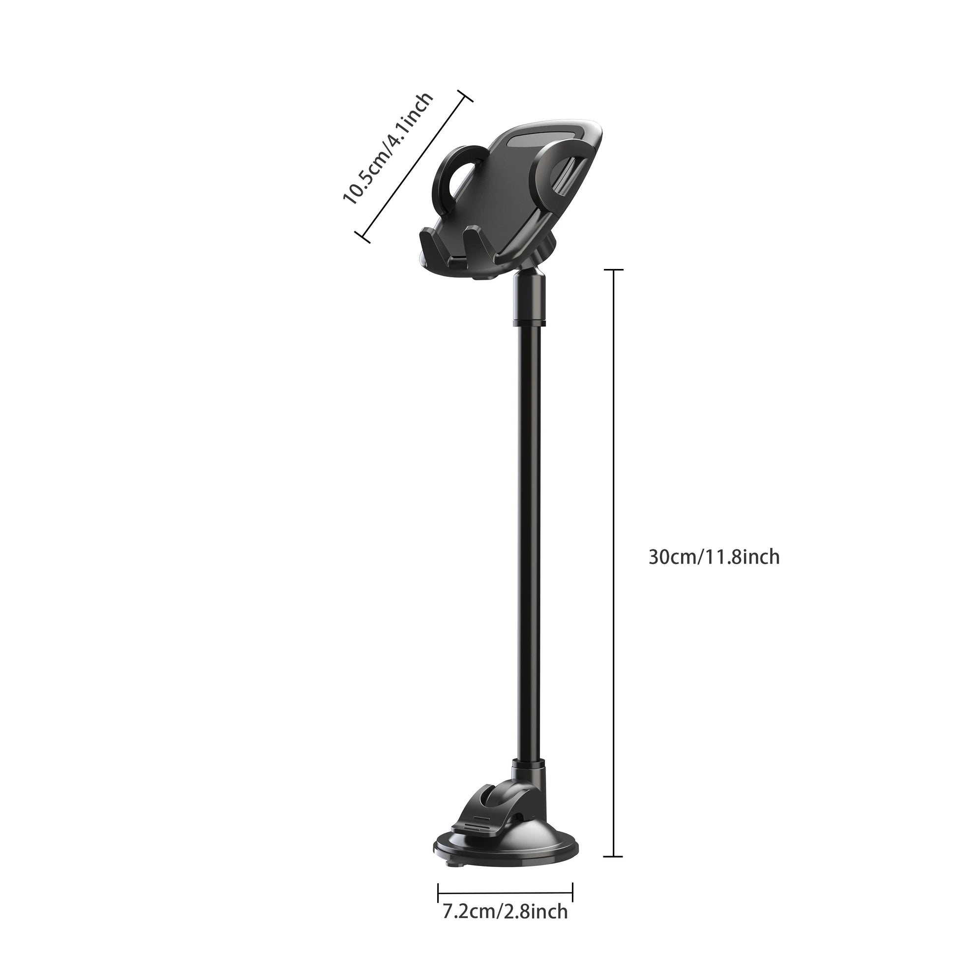 Solid Car Truck Phone Mount Holder with 11.8-Inch Gooseneck Long Arm Anti-Shake Stabilizer Compatible All Cell Phones iPhone