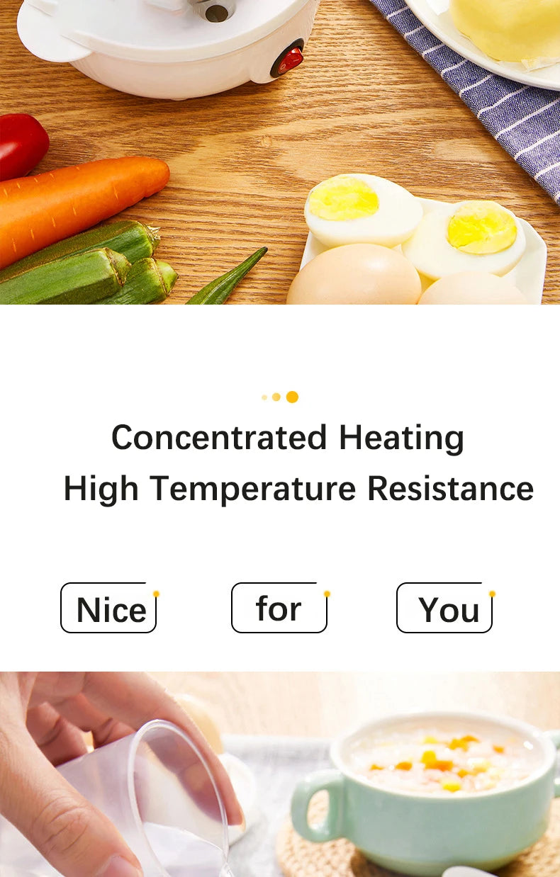 Smart White Egg Cooker Electric Multifunctional Mini Boiler Steamer Poacher for Kitchen Use - Plastic Housing 250W Power