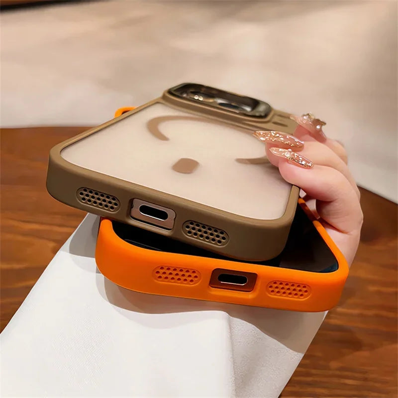 Official Color Case for iphone 17 pro max case Air 16 15 14 13 12 11 Pro Max for Magsafe Wireless Charge Stand Holder Lens Cover