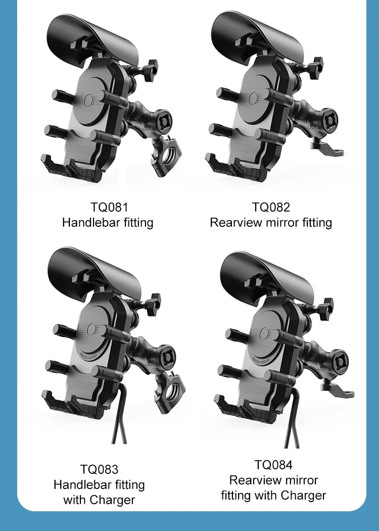 Shockproof & Light Blocking Motorcycle Phone Holder Wireless Charger & 18W USB 30W Type C Fast Charging Motorbike Bicycle Stand