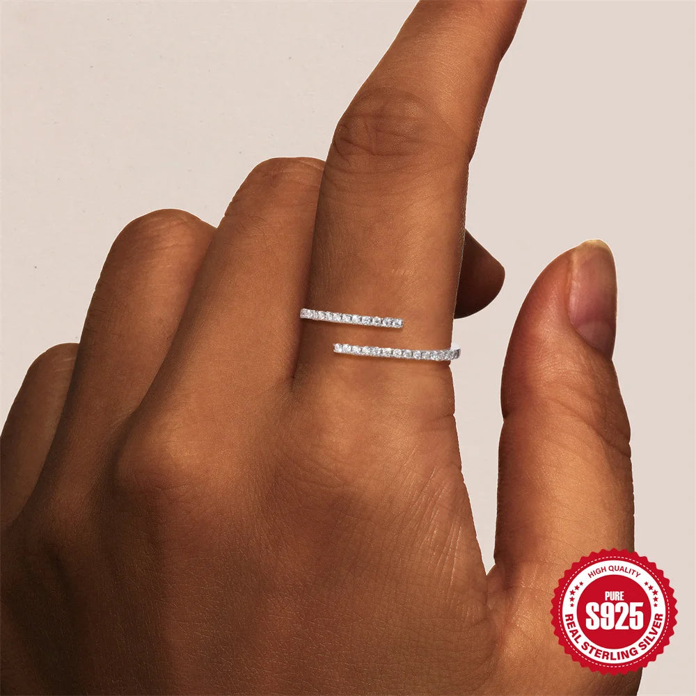 CANNER Moissanite Eight-pointed Star Moon Open Wedding Band Ring Women 925 Sterling Silver Sparkling Eternity Engagement Ring
