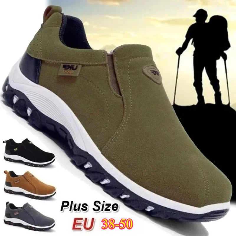 Men’s Slip-On Hiking Shoes Lightweight Waterproof Non-Slip Outdoor Sneakers