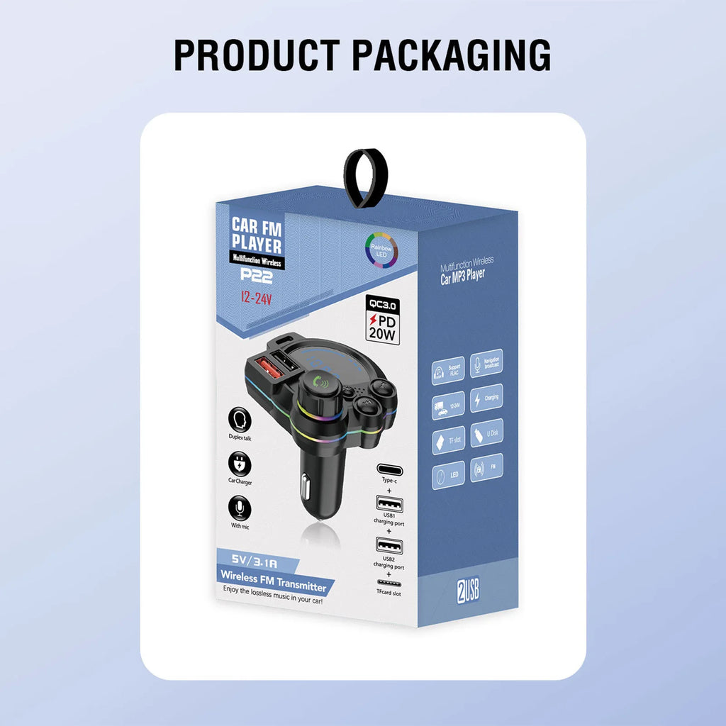 Car Charger Wireless FM Transmitter Hands-Free Calling Radio Receiver Mp3 Music Stereo Adapter Dual USB Port Charger