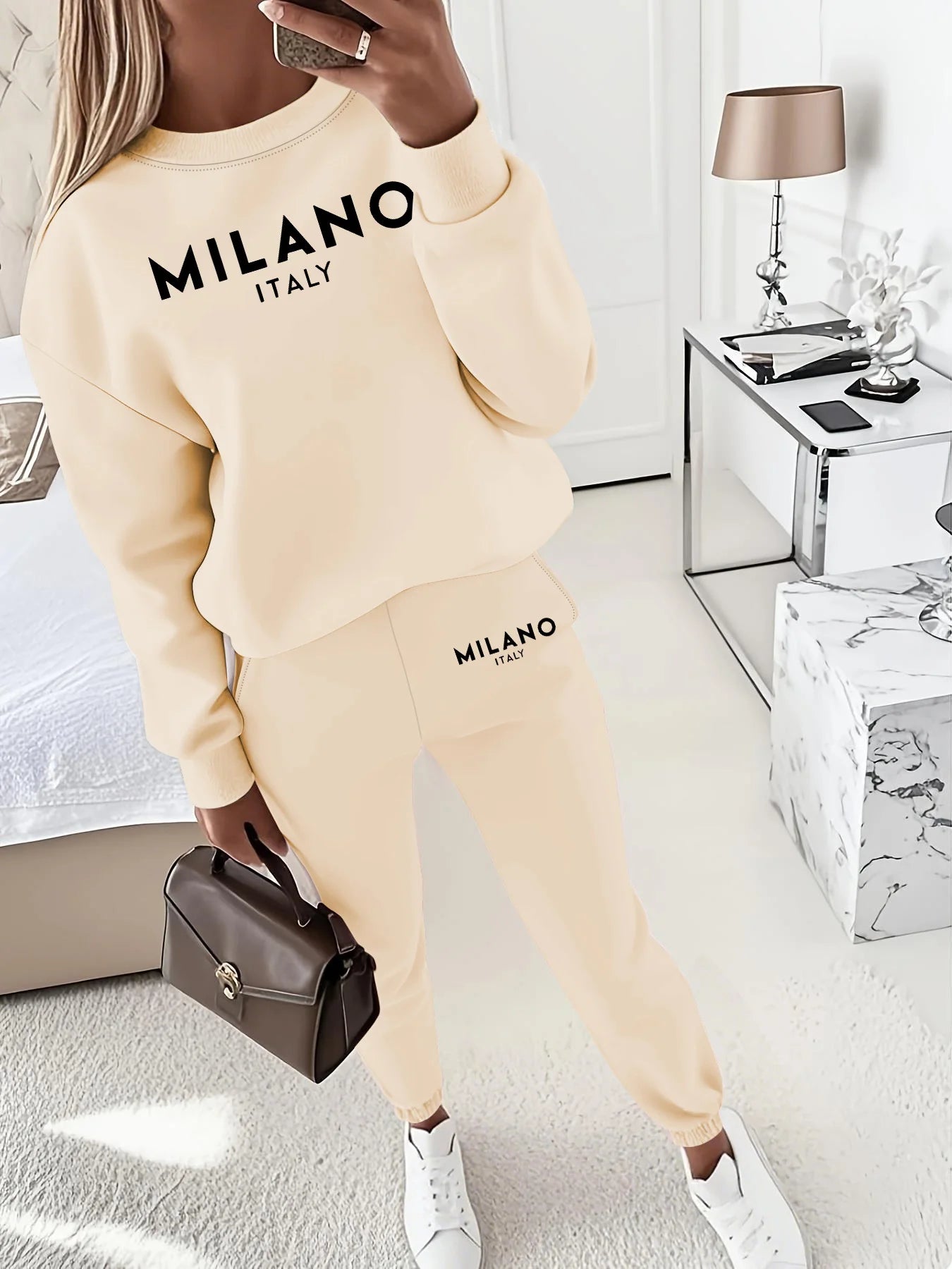 Women’s Warm Hoodie Sweatpants Set Plush Fleece Two Piece Outfit