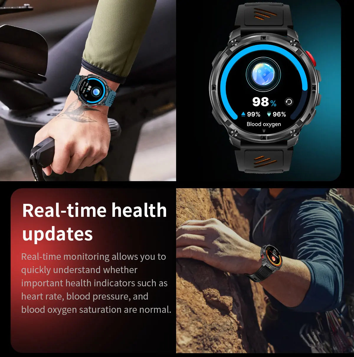 Men Smart Watch 1.7inch LED Flashlight HT33 BT Calling Outdoor Sports Compass Health Monitoring 1100mAh Large Battery Smartwatch