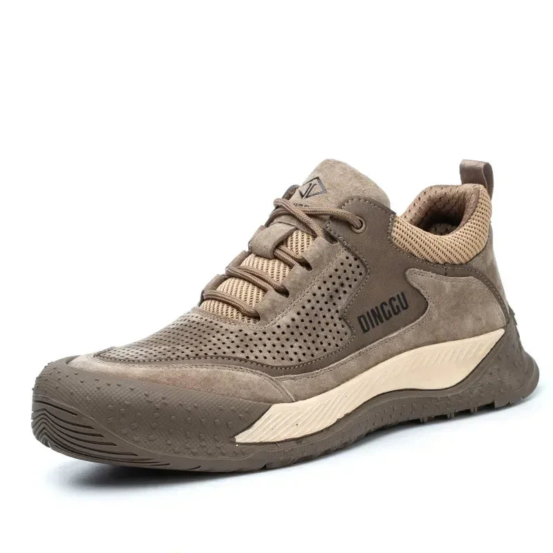 Men Steel Toe Shoes Men Breathable Work Shoes Women Hollow Out Upper Work Sneakers Lightweight Steel Toe Protective Safety Boots