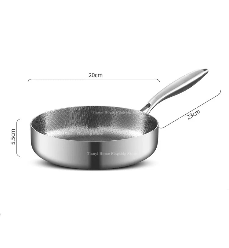 Titanium Stainless Steel Non-Stick Frying Pan – Wok & Skillet for Eggs, Steak & Stir-Fry (20/24/28 cm