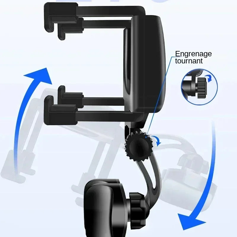 Adjustable Foldable Car Phone Holder Mount Bracket Universal Rearview Mirror GPS Navigation Clip Mobile Stand for Vehicle