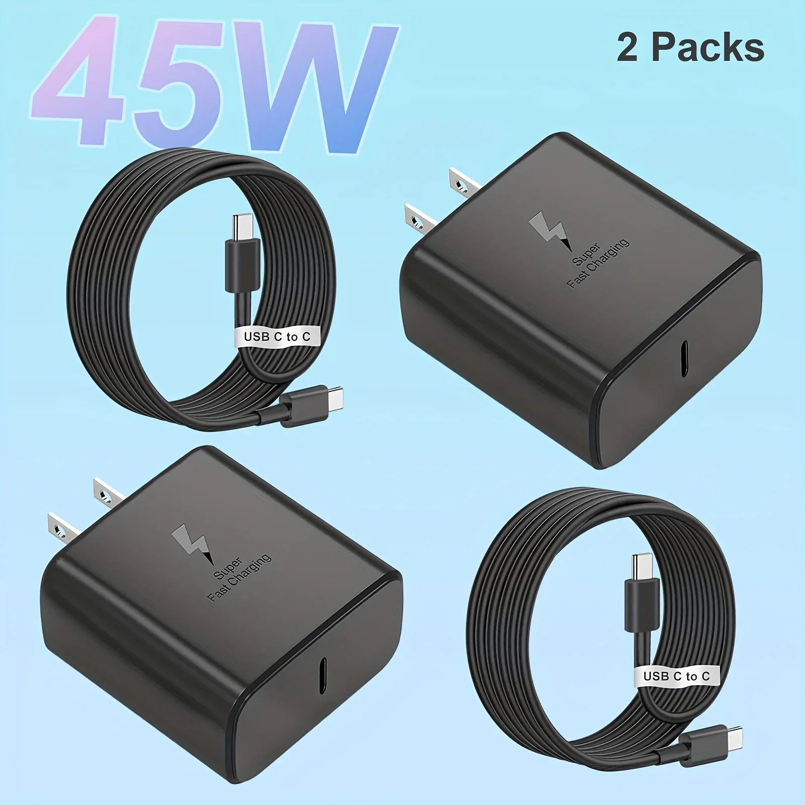 45W Super Fast Charger with 4FT Type-C Cable for Samsung Galaxy S23 Ultra/ S23/ S23+/ S22/ S22 Ultra/ S22+/ S21, Z Fold 5/ZFold