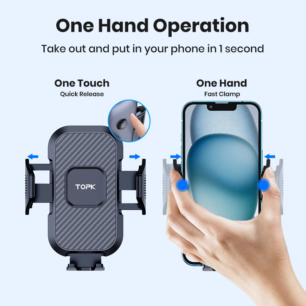 Universal Car Phone Holder Mount with Auto Locking And Hook Clip Black Air Vent Stand for iPhone Samsung - Upgrade Stability