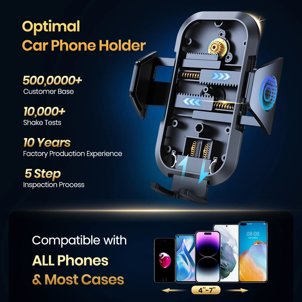 Universal Car Phone Holder Mount with Auto Locking And Hook Clip Black Air Vent Stand for iPhone Samsung - Upgrade Stability