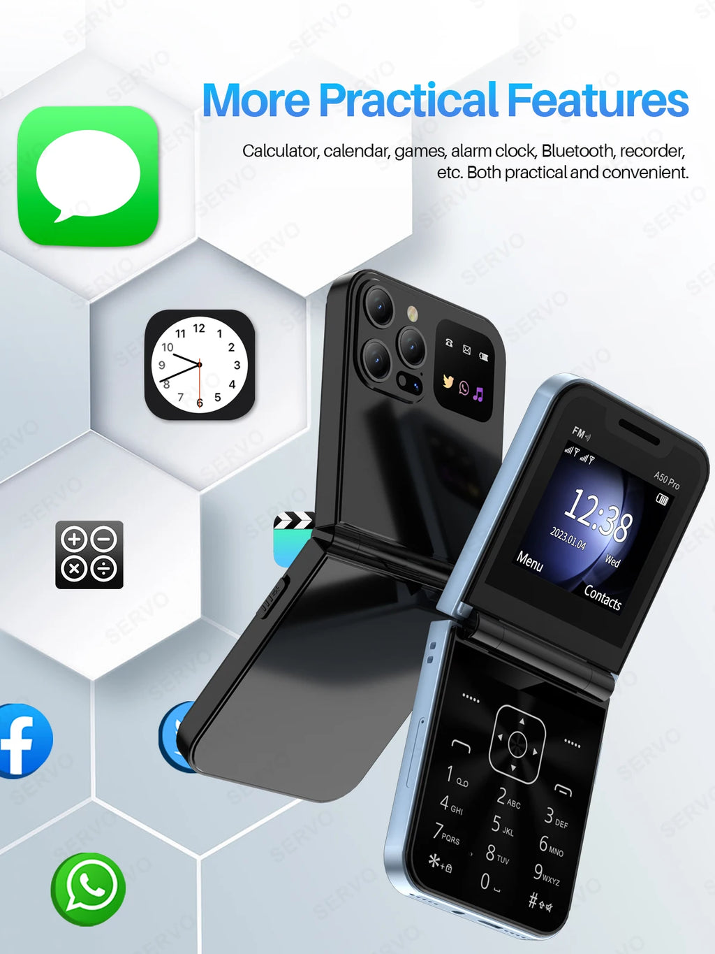 Color Flip Mobile Phone Auto Call Record FM Radio Speed Dial Magic Voice GSM Dual SIM Unlocked Foldable Cellphones