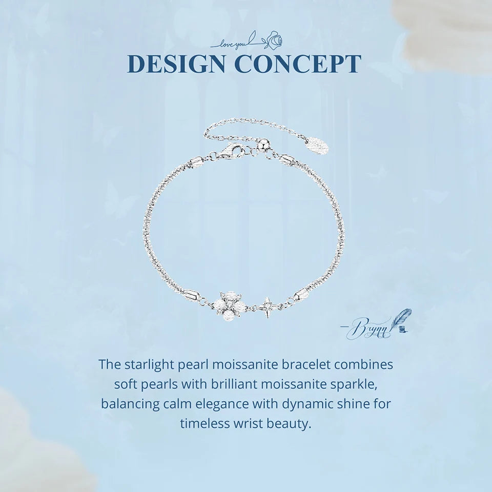 Silver Bracelets Natural Pearl Starlight Bracelet Adjustable Wrist Link Chain with GRA for Women