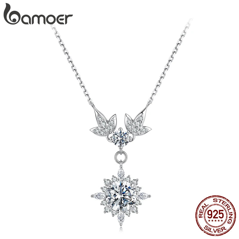Necklace Vintage Engraved 925 Sterling Silver Round Cut Diamond for Women Twinkling Engagement Gift