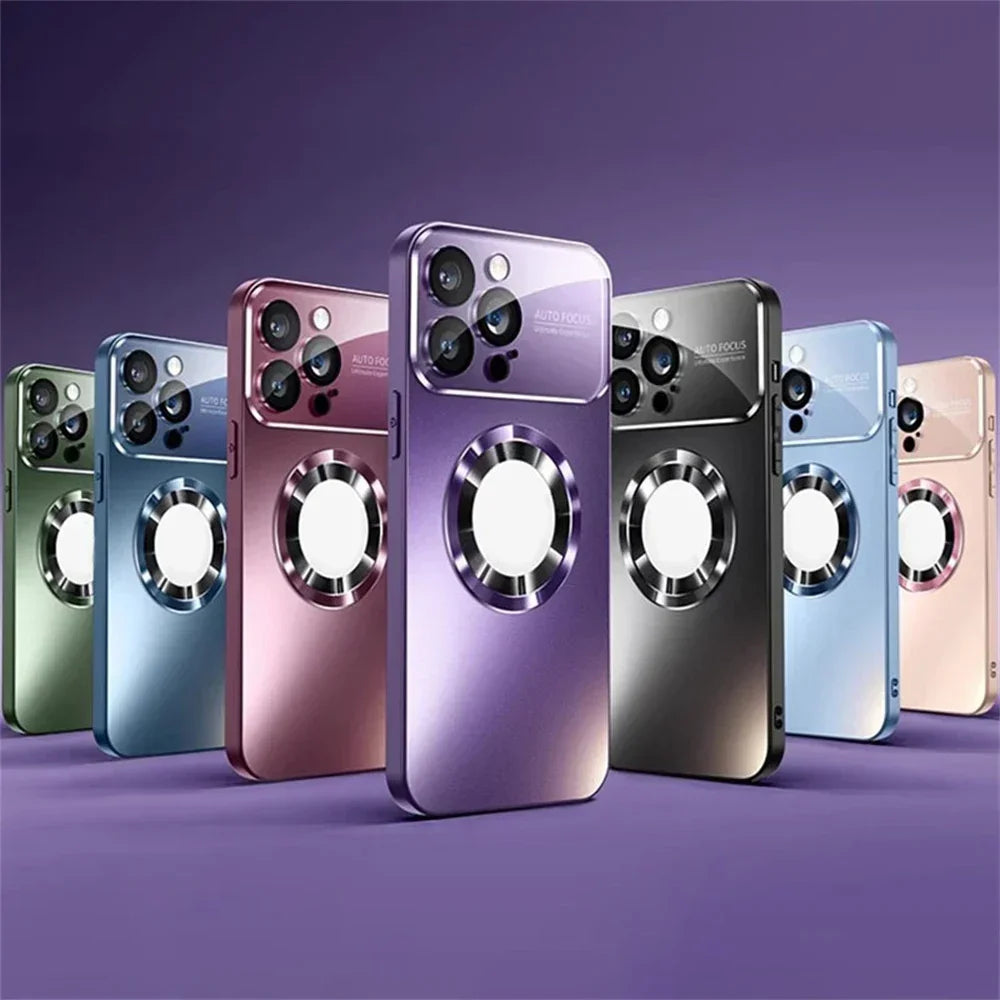 2026 New Titanium Metallic Matte Case For iPhone 17 Air 16 15 14 13 12 11 Pro Max Plus For Magsafe Lens Camera Protection Cover