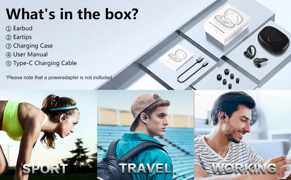 Bluetooth 5.3 Earphones IP7 Waterproof Wireless Headphones ENC Noise Cancelling Mic Deep Bass for Sports Workout Gym TWS In-Ear