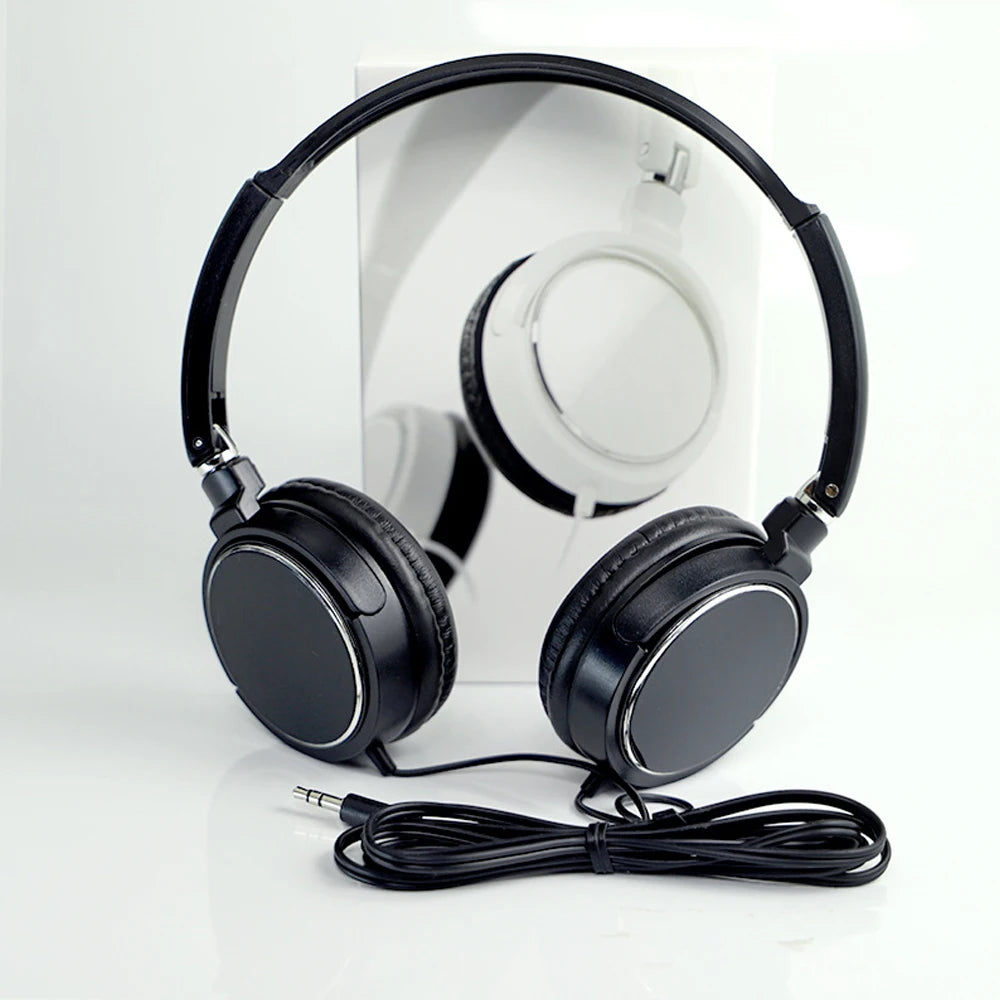 Wired Noise Cancelling Headphones Portable Foldable Sports Earphones with Microphone for PC Game Stereo Music Headset