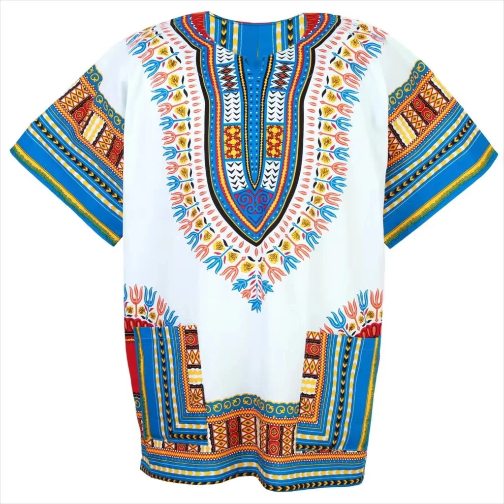 Men’s African Dashiki T-Shirt – Short Sleeve Ethnic Print Tee