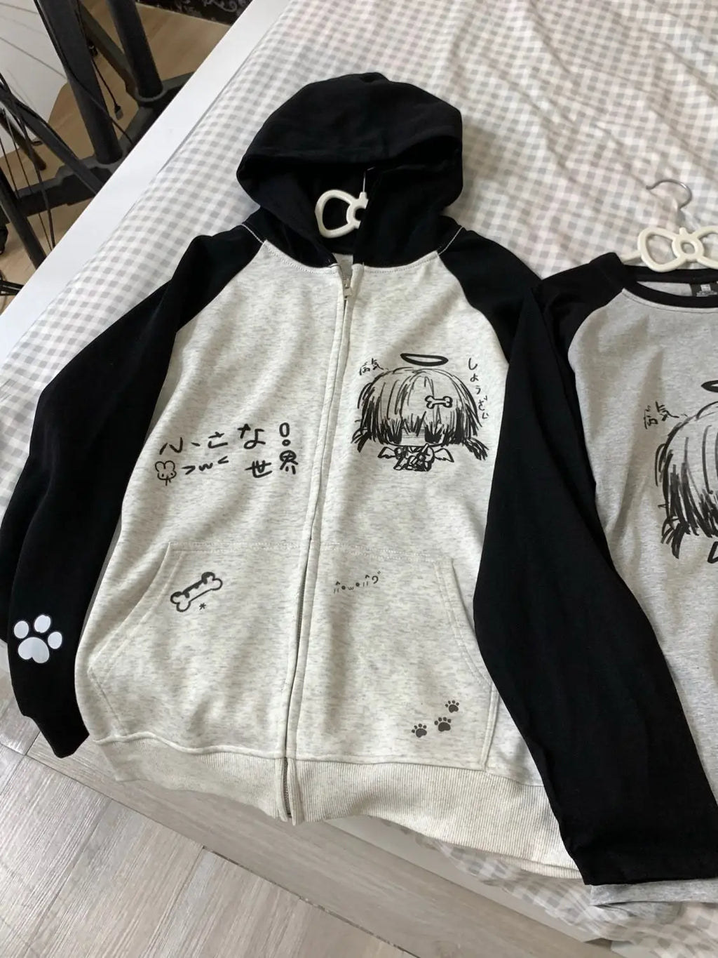 Autumn Japanese Kawaii Cute y2k Aesthetics Patchwork Sweatshirt women Cartoon Anime Print Harajuku Retro Streetwear Jacket Tops