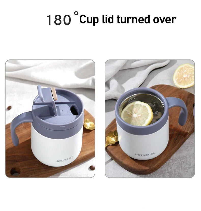 Portable Thermal Water Bottle 350ml Thermos Mug 304 Stainless Steel Coffee Cup with Handle Leak-Proof Vacuum Flask Insulated Cup