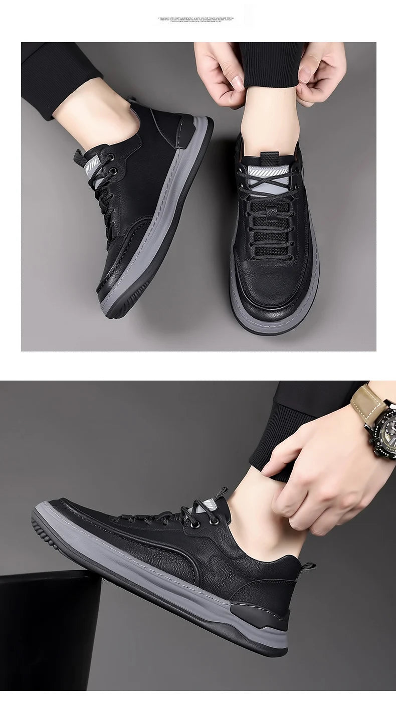 Sport Shoes Genuine Leather Men's Shoes  Brand Casual Shoes Lace up Mens Sneakers Italian Breathable Tenis  Skateboard Shoe