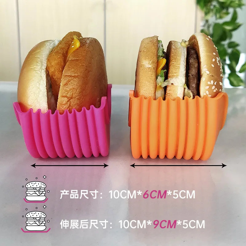 Reusable Burger Holder Silicone Shelf Hamburger Tools Fixed Rack Holder Storage Kitchen Organizer Box Kitchen Accessories