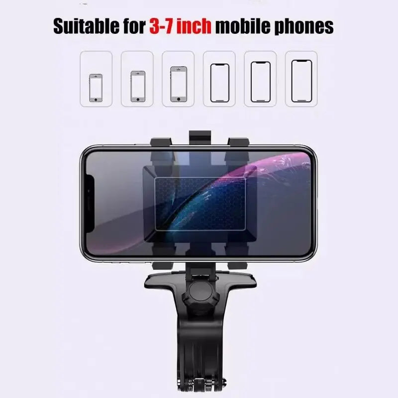 Car Phone Holder Mount for Dashboard, 1200° Rotating Cell Phone Holder for Car, Universal Big Clamp Car Phone Mount Compatible W