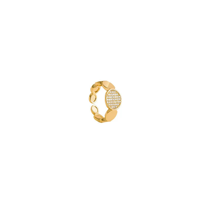 Gold-Tone Party Ring for Women with Artificial Gemstone