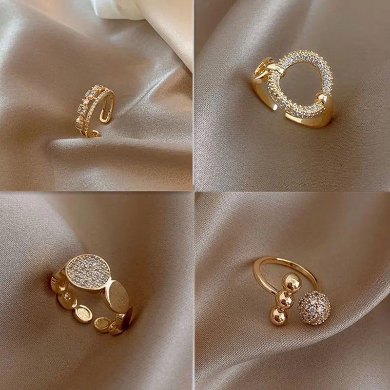 Gold-Tone Party Ring for Women with Artificial Gemstone