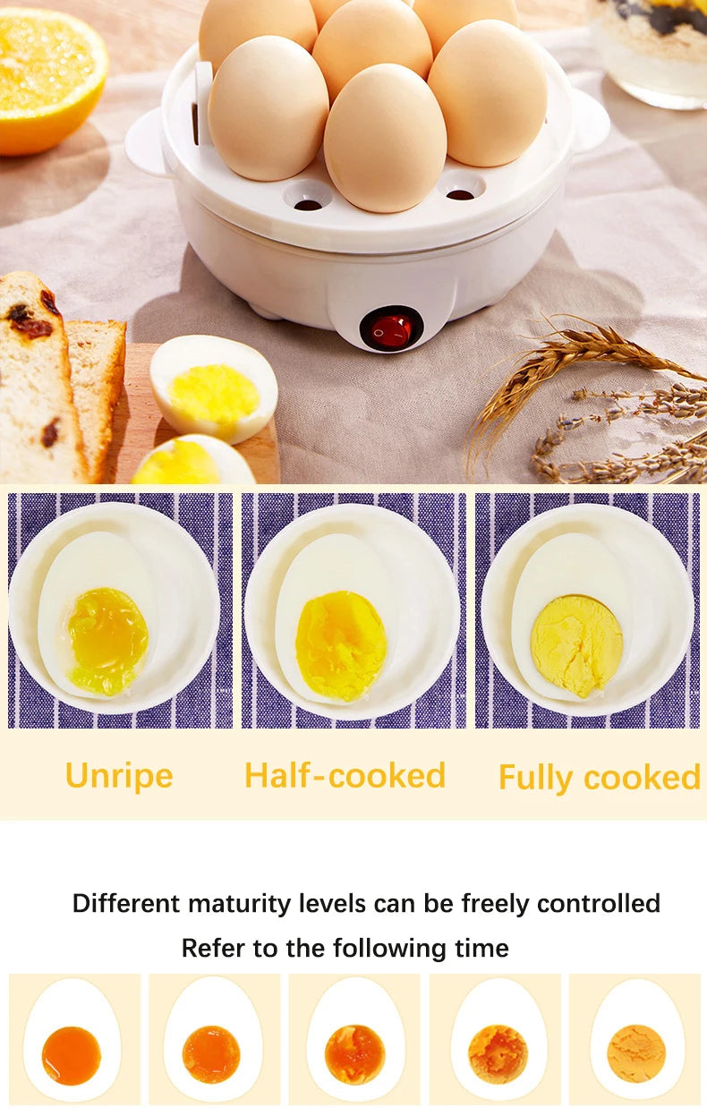 Smart White Egg Cooker Electric Multifunctional Mini Boiler Steamer Poacher for Kitchen Use - Plastic Housing 250W Power