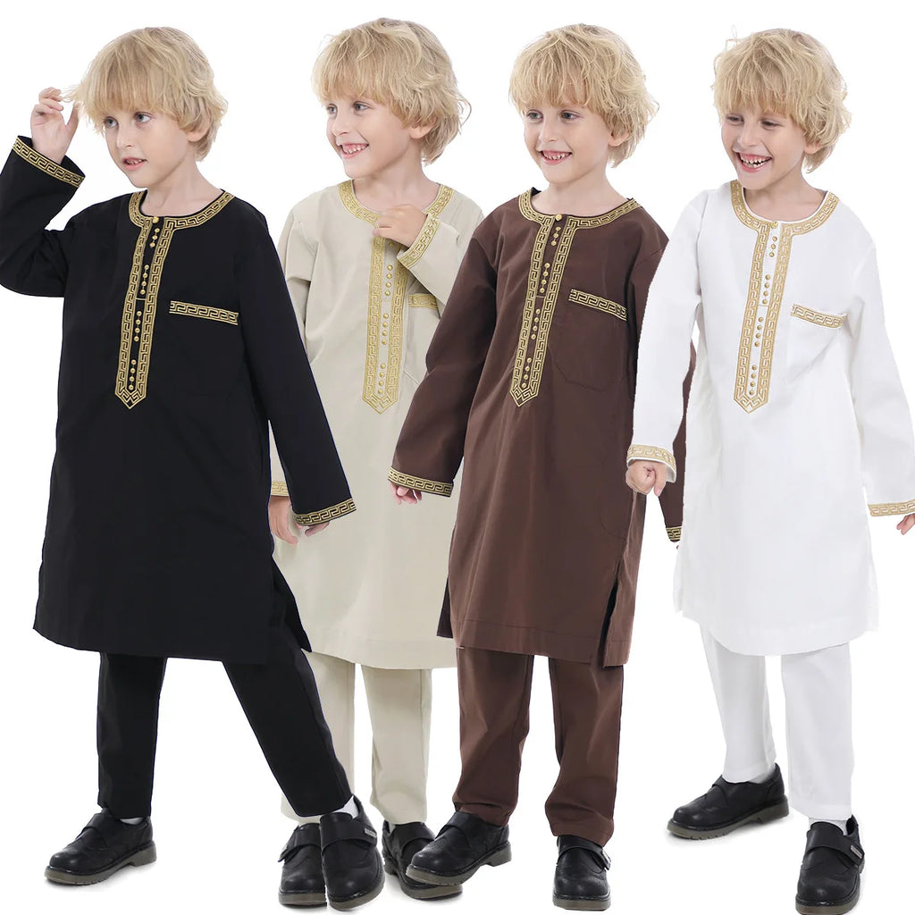 Boys Islamic Thobe – Kids Long Sleeve Traditional Robe