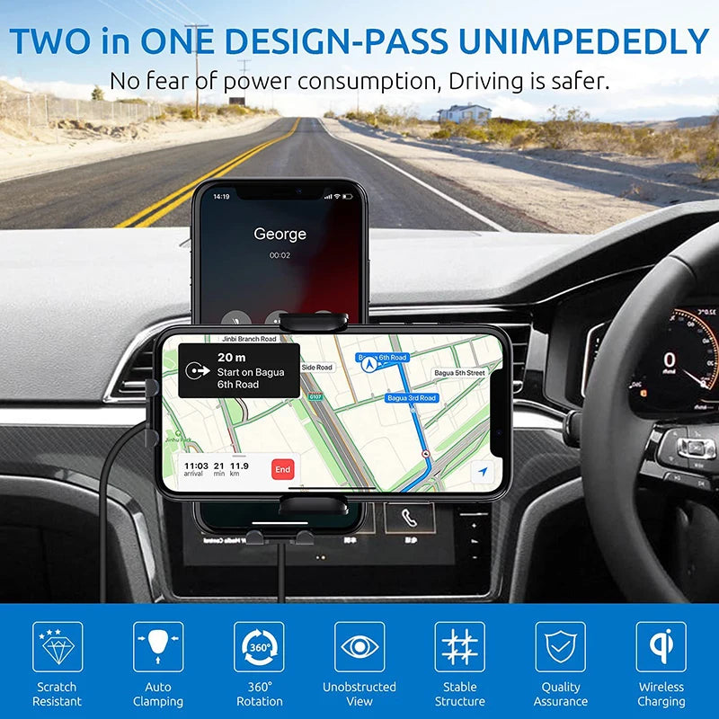 Car Phone Holder 15W Fast Charging Windshield Car Wireless Charging Holder Air Vent Car Mount For Chevrolet Buick Audi BMW