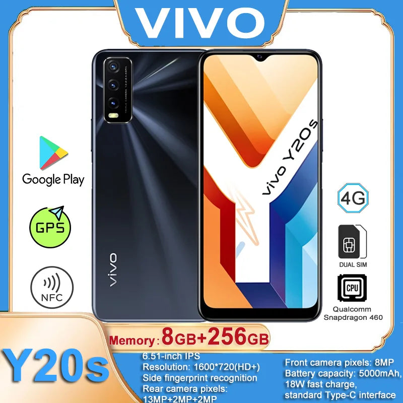 VIVO Y20S 4G dual-sim dual-standby 6.51-inch rear 13MP+2MP+2MP three-camera, front 8MP 8GB+256GB 5000mAh, support NFC function